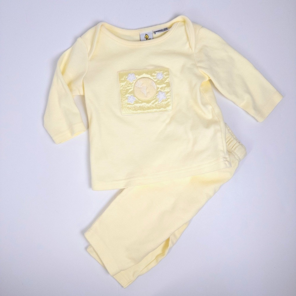 Vintage Sesame Street Pajama‎ Set Baby 3-6 Months Yellow Wish Upon A Star Y2K